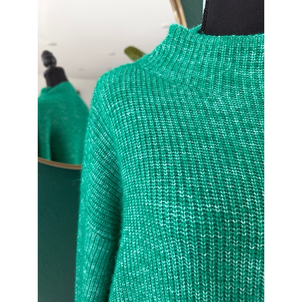 Loft Mock Neck Chunky Knit Sweater Womens XXL Green Marled Cozy Classic Capsule - Picture 2 of 9